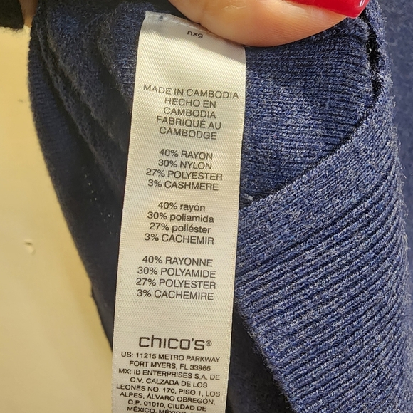 Chico's Blue 3/4 Sleeve Relaxed Blouse size 1 - Picture 9 of 13